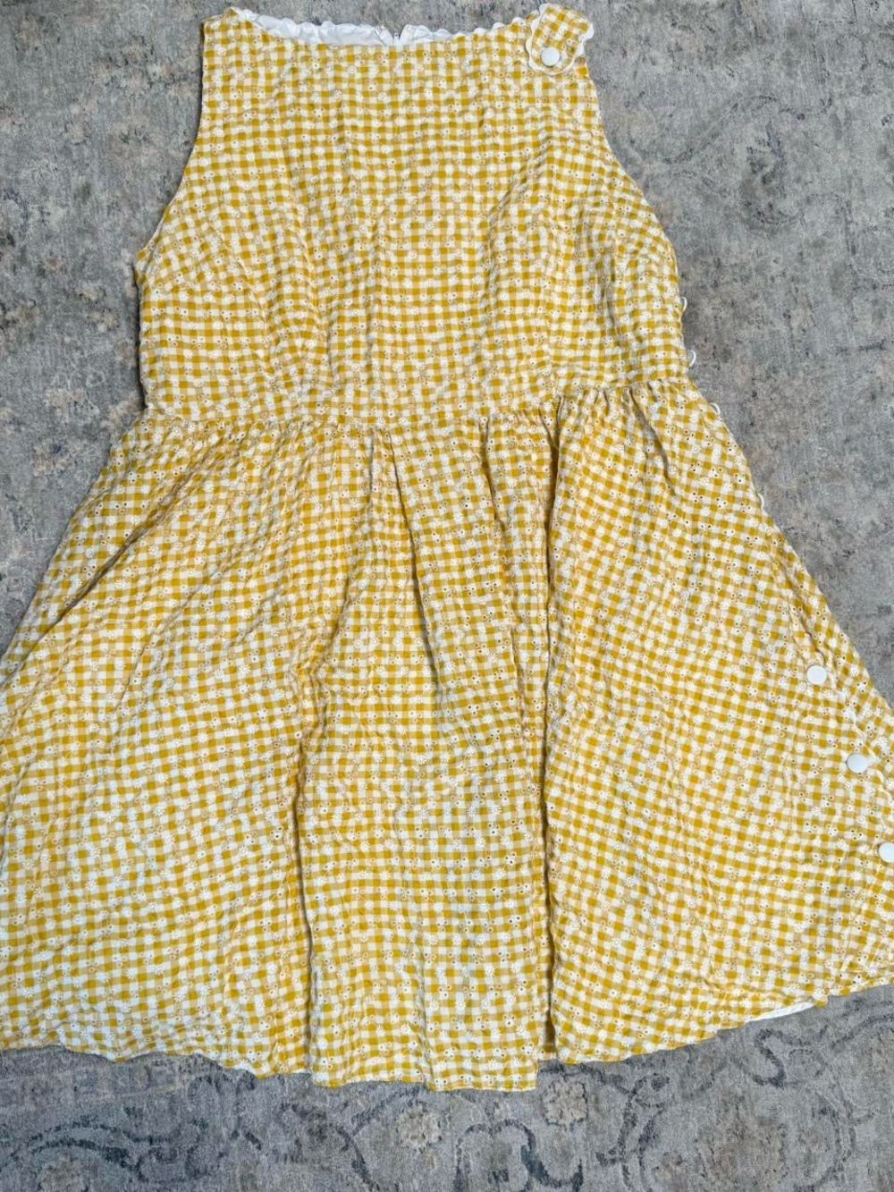 Unique Vintage Yellow Gingham Sleeveless Dress